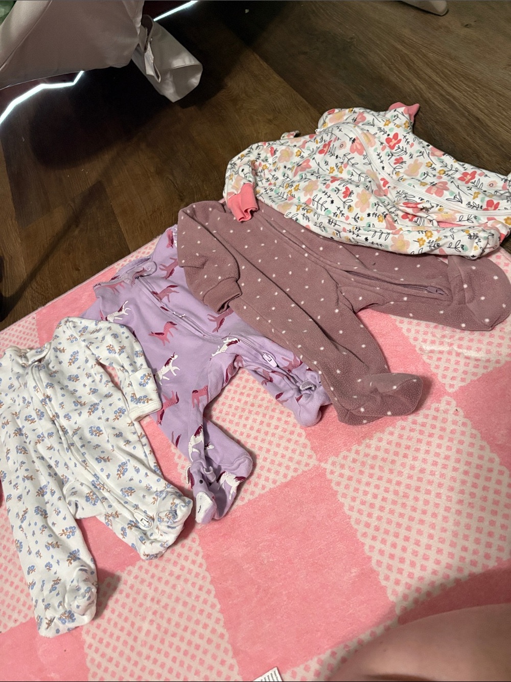 Girls' Cozy Purple Floral & Polka Footed Sleep Sack Set